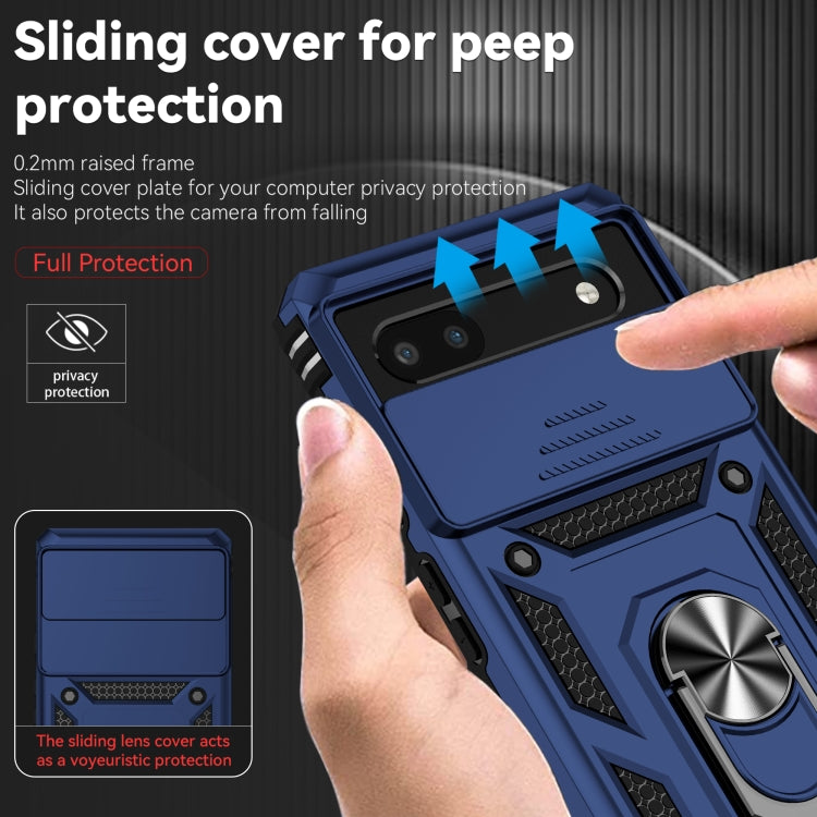 For Google Pixel 6a Sliding Camshield Holder Phone Case(Blue) by buy2fix