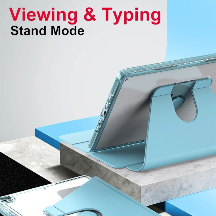 For iPad 10.2 2021 / 2020 / 2019 Clear 360 Rotation Stand Smart Leather Tablet Case(Baby Blue) by buy2fix