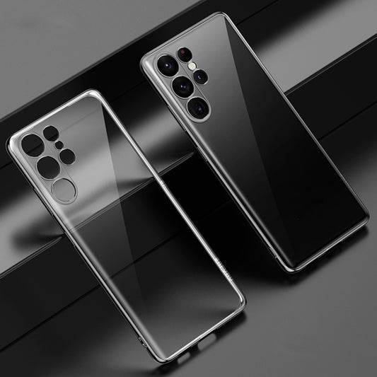 For Samsung Galaxy S23 Ultra 5G SULADA Shockproof Plating TPU Transparent Phone Case(Black) by SULADA