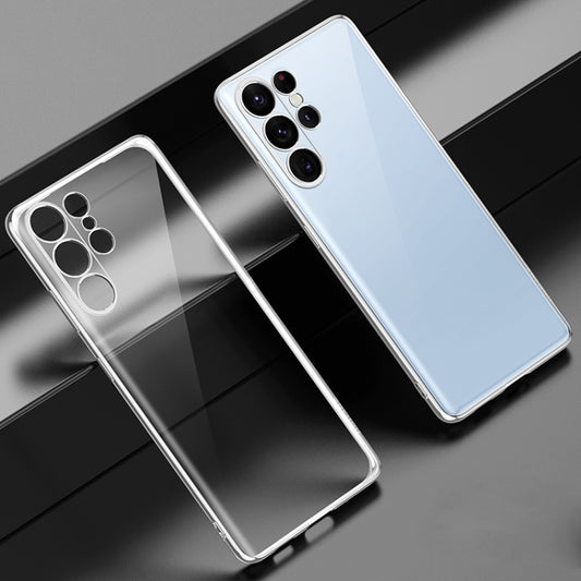 For Samsung Galaxy S23 Ultra 5G SULADA Shockproof Plating TPU Transparent Phone Case(Silver) by SULADA