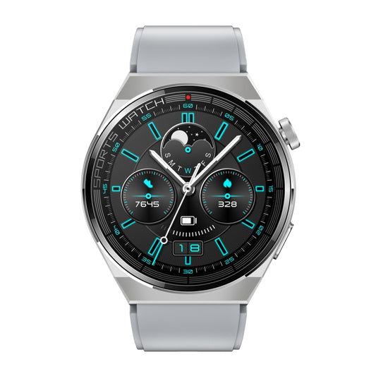 KT62 1.36 inch TFT Round Screen Smart Watch Supports Bluetooth Call/Blood Oxygen Monitoring, Strap:Silicone Strap(Silver) by buy2fix