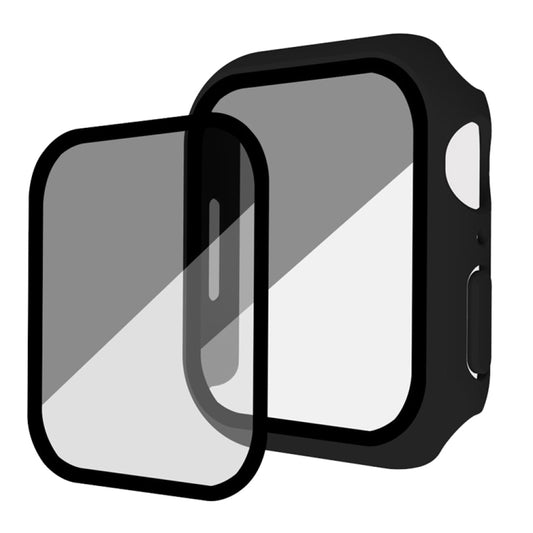 For Apple Watch 7 41mm Frosted PC + Anti-spy Tempered Film Integrated Watch Protective Case(Black) by buy2fix