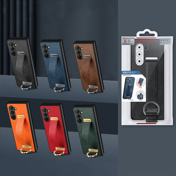 For Samsung Galaxy Z Fold5 SULADA PC Hybrid Leather Texture Skin Feel Shockproof Phone Case(Orange) by SULADA