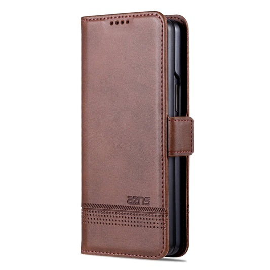 For Samsung Galaxy Z Fold5 5G AZNS Magnetic Calf Texture Flip Leather Phone Case(Dark Brown) by AZNS