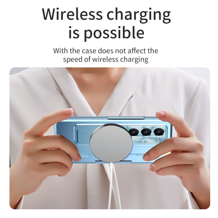 For Samsung Galaxy Z Fold5 5G Integrated Folding Hinge Phone Case with Stylus(Blue) by buy2fix