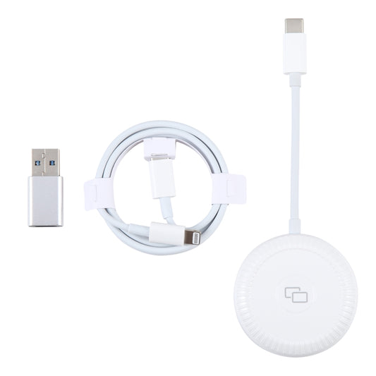 USB-C / Type-C + USB Carplay to Car Mirror Adapter for iPhone(White) by buy2fix