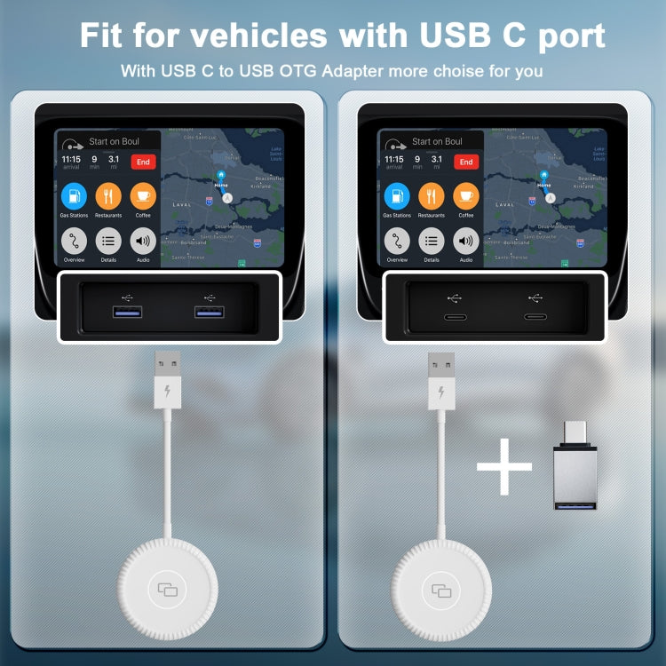 USB-C / Type-C + USB Carplay to Car Mirror Adapter for iPhone(White) by buy2fix