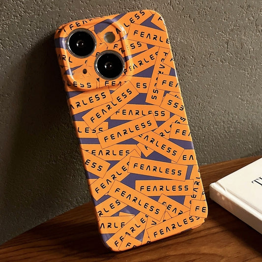 For iPhone 15 Painted Pattern Precise Hole PC Phone Case(Orange Label) - iPhone 15 Cases by buy2fix | Online Shopping UK | buy2fix
