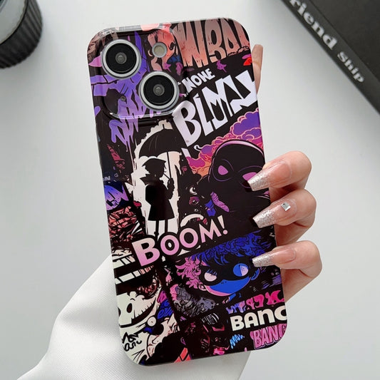 For iPhone 15 Painted Pattern Precise Hole PC Phone Case(Comics Umbrella Boy) - iPhone 15 Cases by buy2fix | Online Shopping UK | buy2fix