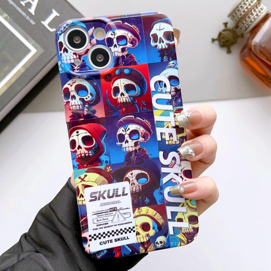 For iPhone 15 Painted Pattern Precise Hole PC Phone Case(Cute Skull) - iPhone 15 Cases by buy2fix | Online Shopping UK | buy2fix