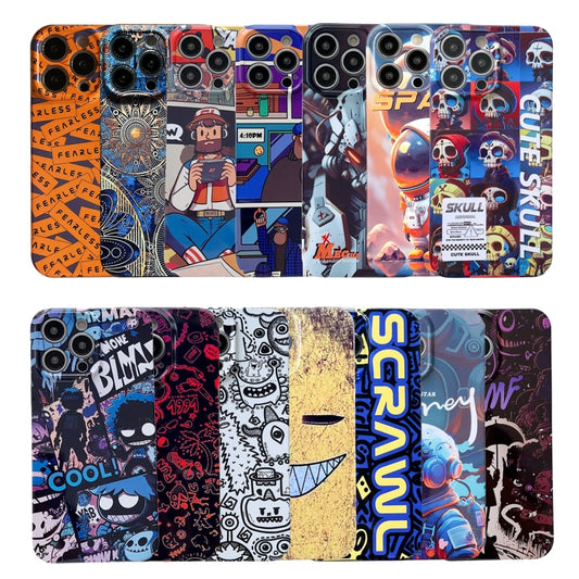 For iPhone 15 Pro Painted Pattern Precise Hole PC Phone Case(Blue SCR) by buy2fix