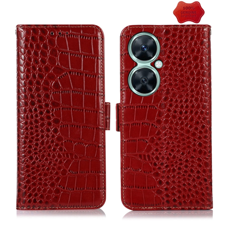 For Huawei Nova 11i / Enjoy 60 Pro /  Crocodile Top Layer Cowhide Leather Phone Case(Red) - Huawei Cases by buy2fix | Online Shopping UK | buy2fix