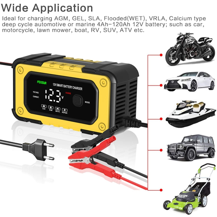 FOXSUR FBC1206E 6A 12V Car / Motorcycle Smart Battery Charger(EU Plug) by FOXSUR