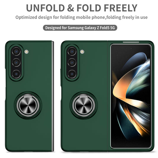 For Samsung Galaxy Z Fold5 5G Armor Ring Holder Phone Case(Dark Green) by buy2fix