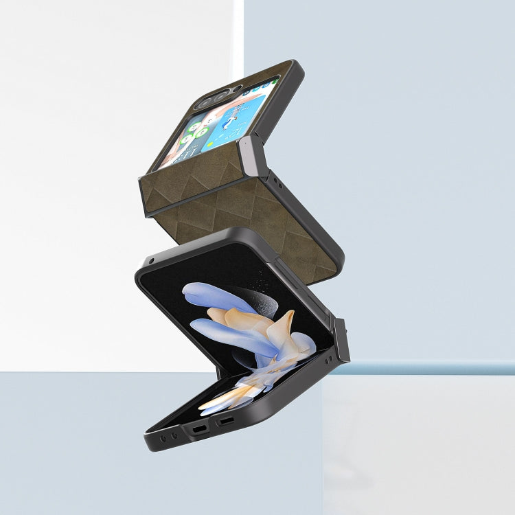 For Samsung Galaxy Z Flip5 ABEEL Weave Plaid PU Phone Case(Green) by buy2fix