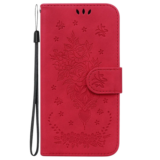 For Realme C53 / Narzo N53 Butterfly Rose Embossed Leather Phone Case(Red) by buy2fix