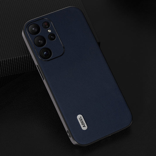 For Samsung Galaxy S23 Ultra 5G ABEEL Genuine Leather Xiaoya Series Phone Case(Blue) by buy2fix