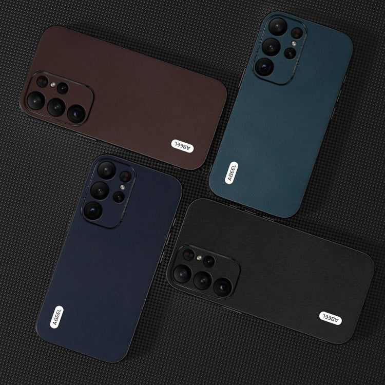 For Samsung Galaxy S23 Ultra 5G ABEEL Genuine Leather Xiaoya Series Phone Case(Blue) by buy2fix