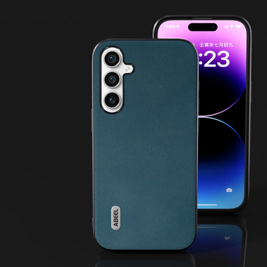 For Samsung Galaxy S23 FE 5G ABEEL Genuine Leather Xiaoya Series Phone Case(Dark Green) by buy2fix