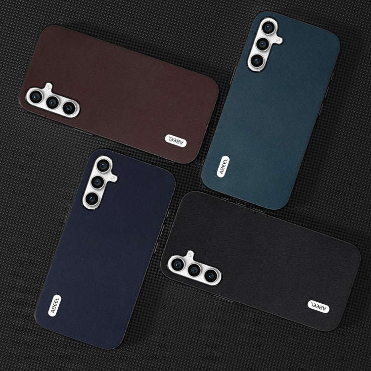 For Samsung Galaxy S23 FE 5G ABEEL Genuine Leather Xiaoya Series Phone Case(Dark Green) by buy2fix