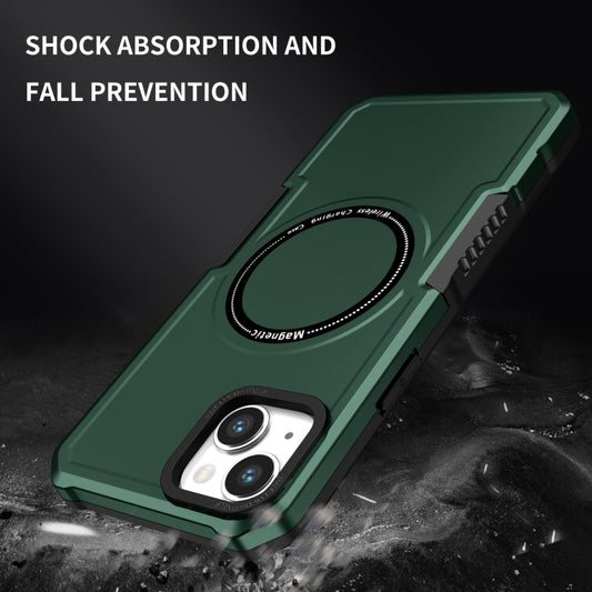 For iPhone 15 Plus Shockproof Armor MagSafe Phone Case(Dark Green) by buy2fix