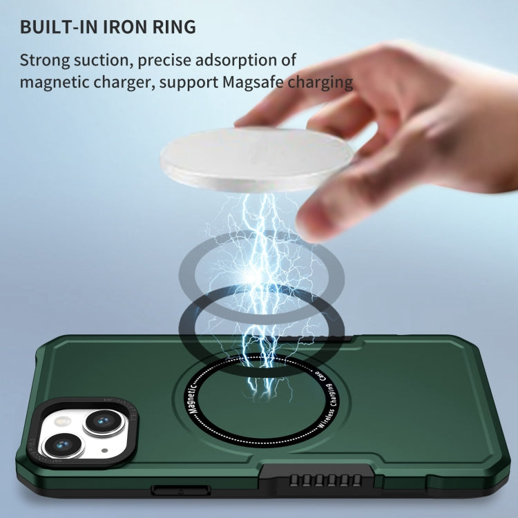 For iPhone 15 Plus Shockproof Armor MagSafe Phone Case(Dark Green) by buy2fix