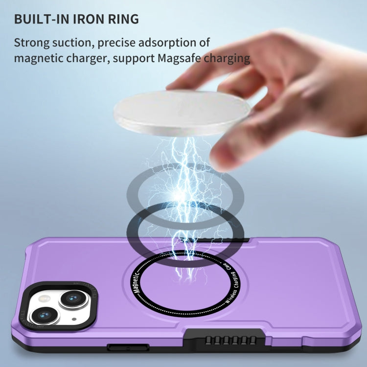 For iPhone 15 Plus Shockproof Armor MagSafe Phone Case(Purple) by buy2fix