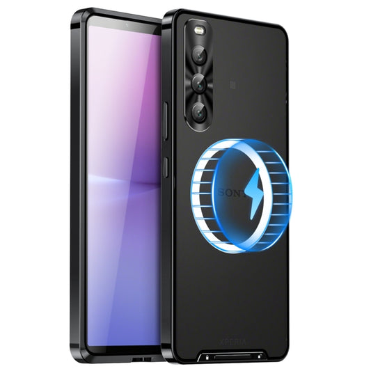 For Sony Xperia 10 V Frosted Metal MagSafe Magnetic Phone Case(Black) by buy2fix