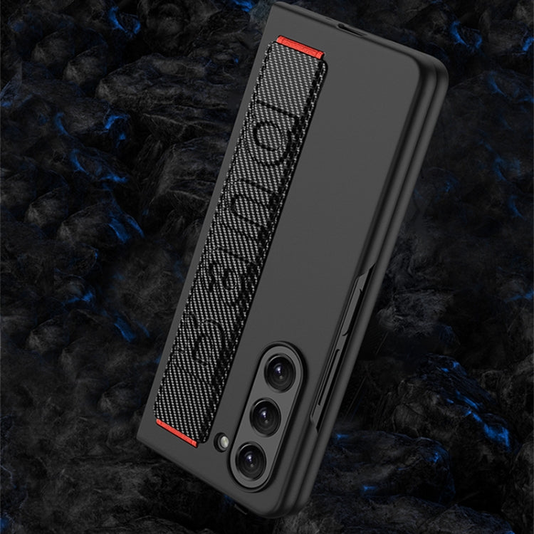 For Samsung Galaxy Z Fold5 5G GKK Ultra-thin Wristband Shockproof Phone Case with Holder(Carbon Fiber) by GKK