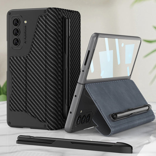 For Samsung Galaxy Z Fold5 5G GKK Screen Tempered Glass Film Armor Flip Leather Case with Pen Slot(Litchi Texture) by GKK