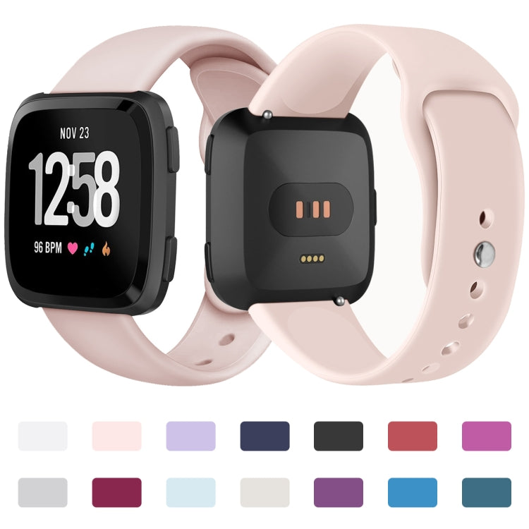 For Fitbit Versa 2 / Fitbit Versa / Fitbit Versa Lite Solid Color Silicone Watch Band, Size:S(Apricot) by buy2fix