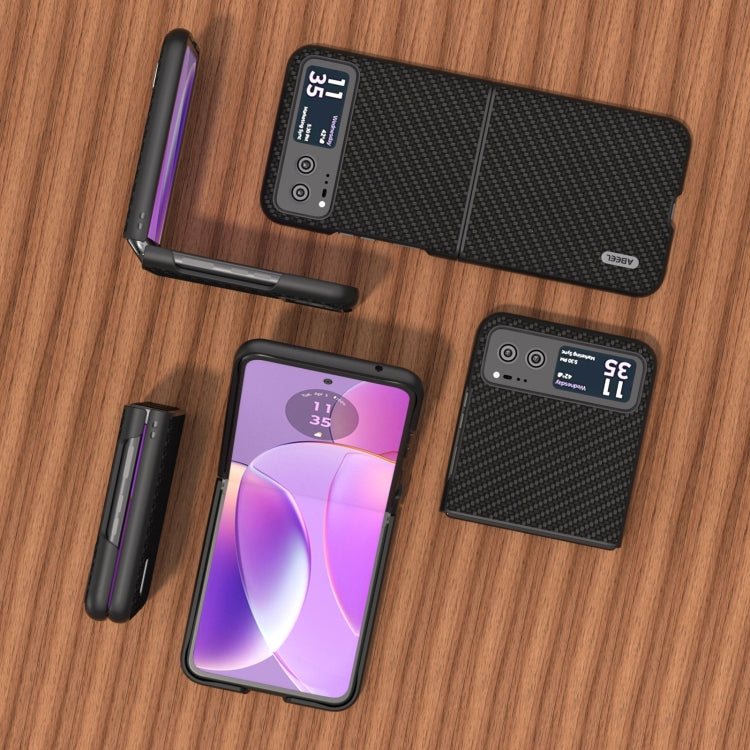 For Motorola Razr 40 ABELL Carbon Fiber Protective Phone Case(Black) by buy2fix