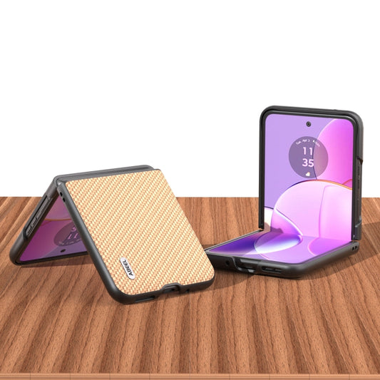 For Motorola Razr 40 ABELL Carbon Fiber Protective Phone Case(Gold) by buy2fix
