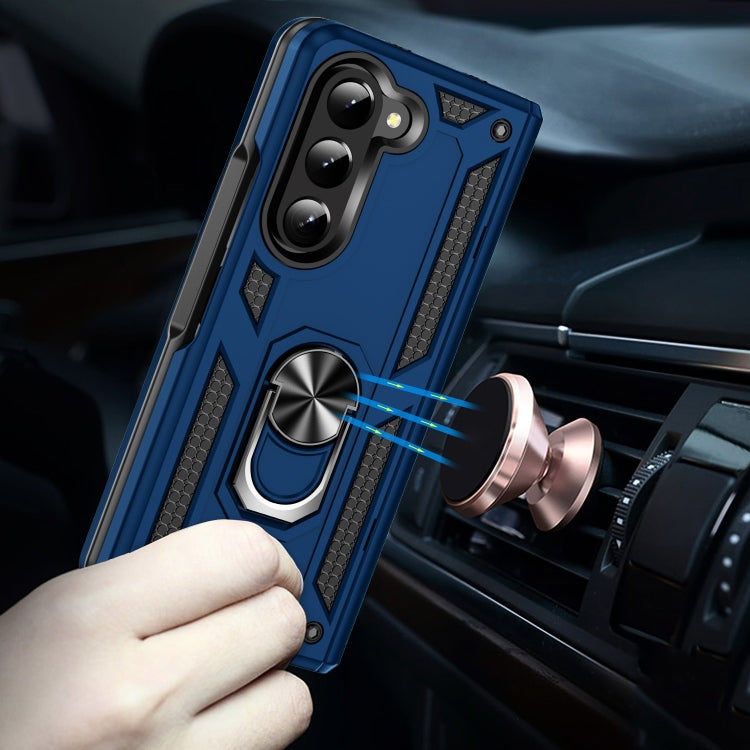 For Samsung Galaxy Z Fold5 Shockproof TPU + PC Phone Case with Protective Strap(Royal Blue) by buy2fix