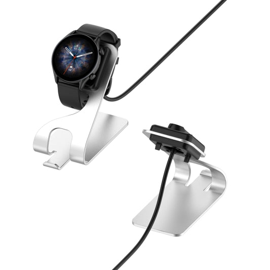 For Amazfit T-Rex Ultra Rotatable Smart Watch Charger Metal Dock Charger Bracket(Silver) by buy2fix