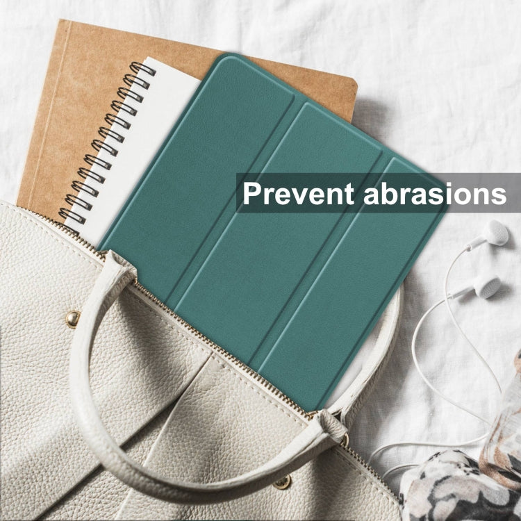 For Samsung Galaxy Tab S10 Ultra / S9 Ultra Custer Pure Color 3-Fold Holder Smart Leather Tablet Case(Dark Green) by buy2fix