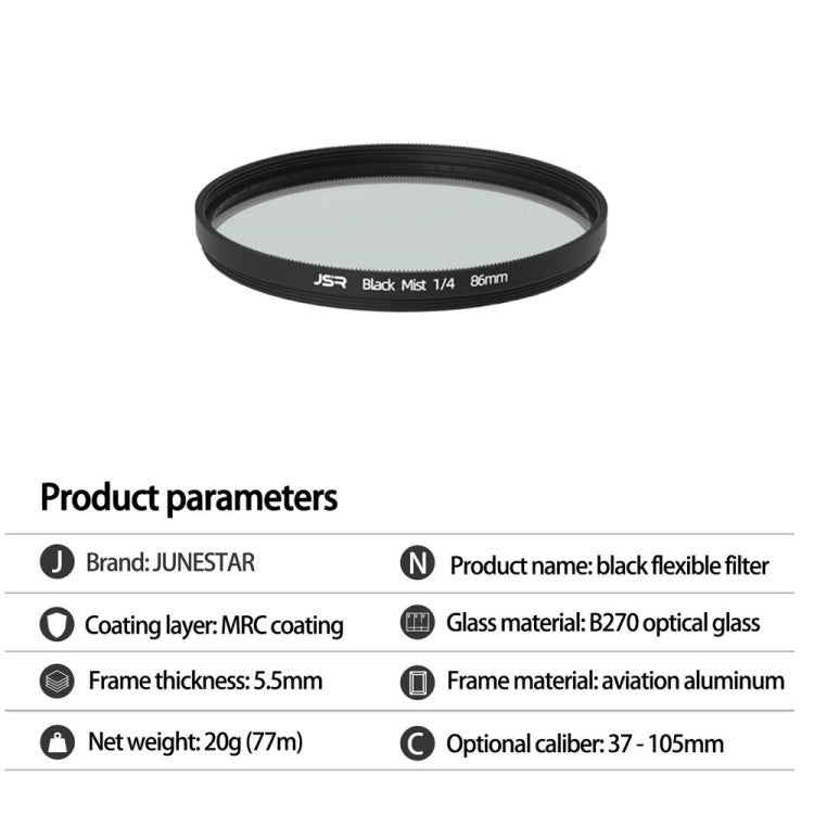 JSR Black Mist Filter Camera Lens Filter, Size:72mm(1/4 Filter) by JSR