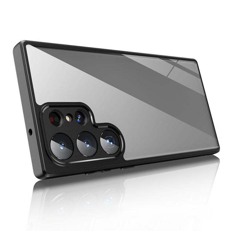 For Samsung Galaxy S23 Ultra 5G Frosted TPU + Transparent PC Phone Case(Black) by buy2fix