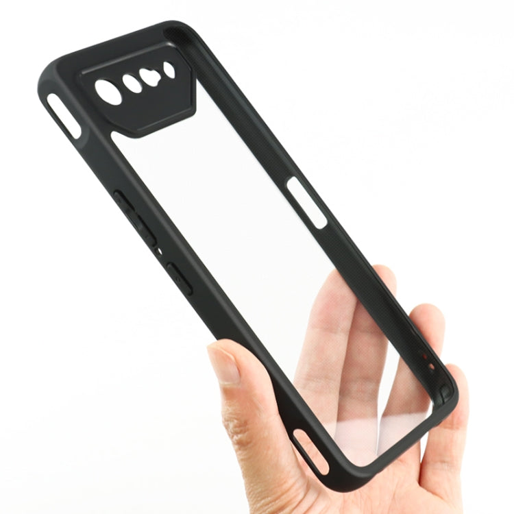 For Asus ROG Phone 7 Frosted TPU + Transparent PC Phone Case(Black) by buy2fix