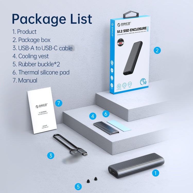 ORICO AM2C3 M.2 NGFF SSD Enclosure(Grey) by ORICO