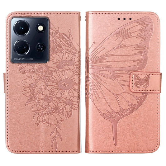 For Infinix Note 30 5G / X6711 Embossed Butterfly Leather Phone Case(Rose Gold) by buy2fix