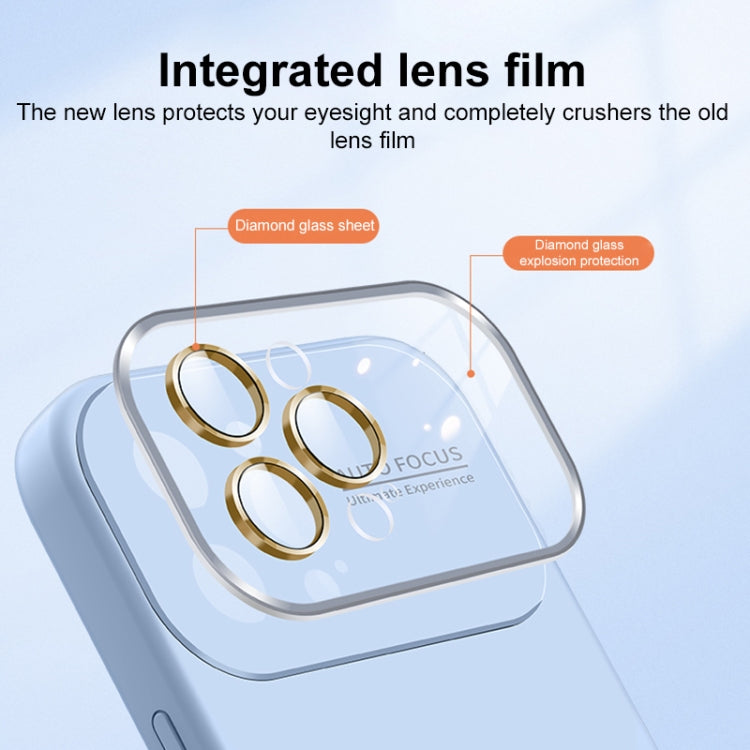 For iPhone 14 Pro Max Liquid Silicone Large Glass Window Phone Case(White) by buy2fix