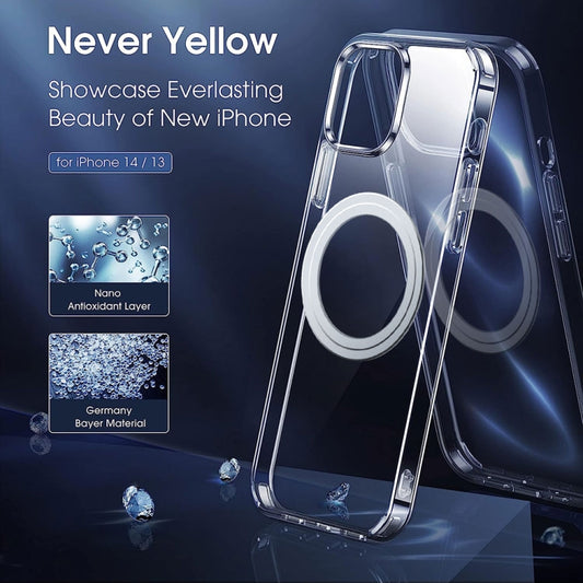 For iPhone 14 LK Crystal Clear MagSafe Magnetic Phone Case(Transparent) by buy2fix