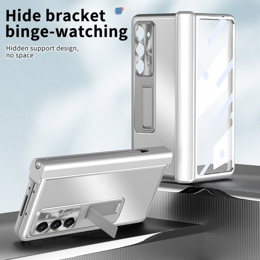 For Samsung Galaxy Z Fold5 Aluminum Alloy Double Hinge Shockproof Phone Protective Case(Silver) by buy2fix