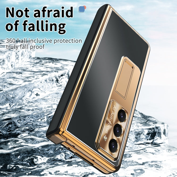 For Samsung Galaxy Z Fold5 Aluminum Alloy Double Hinge Shockproof Phone Protective Case(Black Gold) by buy2fix