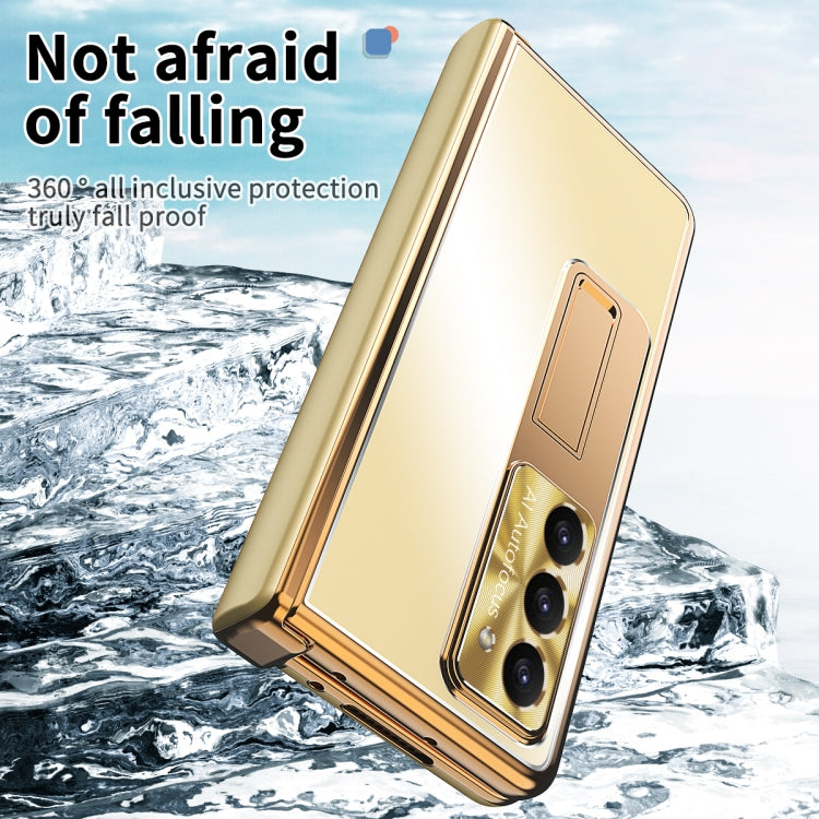 For Samsung Galaxy Z Fold5 Aluminum Alloy Double Hinge Shockproof Phone Protective Case(Champagne Gold) by buy2fix