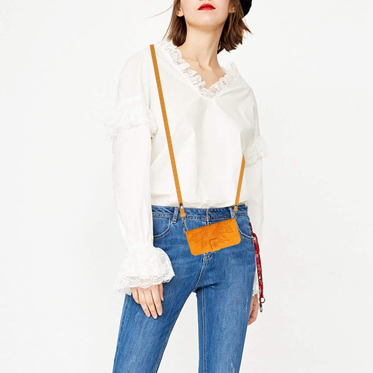 For Google Pixel 8 Pro Skin Feel Sun Flower Embossed Flip Leather Phone Case with Lanyard(Yellow) by buy2fix