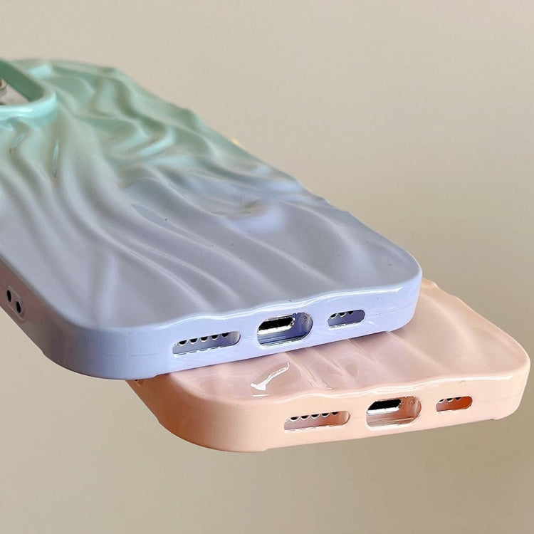 For iPhone 14 Wrinkle Gradient Oily Feel TPU Phone Case(Blue Green) by buy2fix