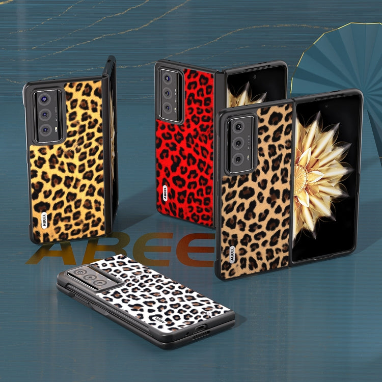 For Honor Magic V2 ABEEL Black Edge Leopard Print Phone Case(Gold) by buy2fix