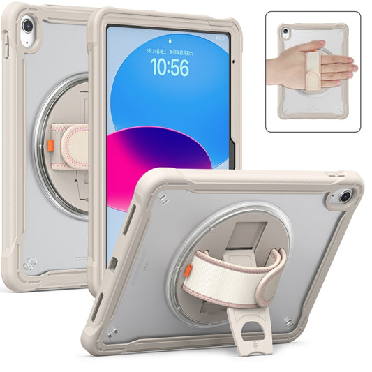 For iPad 2025 / 2022 Heavy Duty Hybrid Tablet Case with Hand Grip & Strap(Khaki) by buy2fix